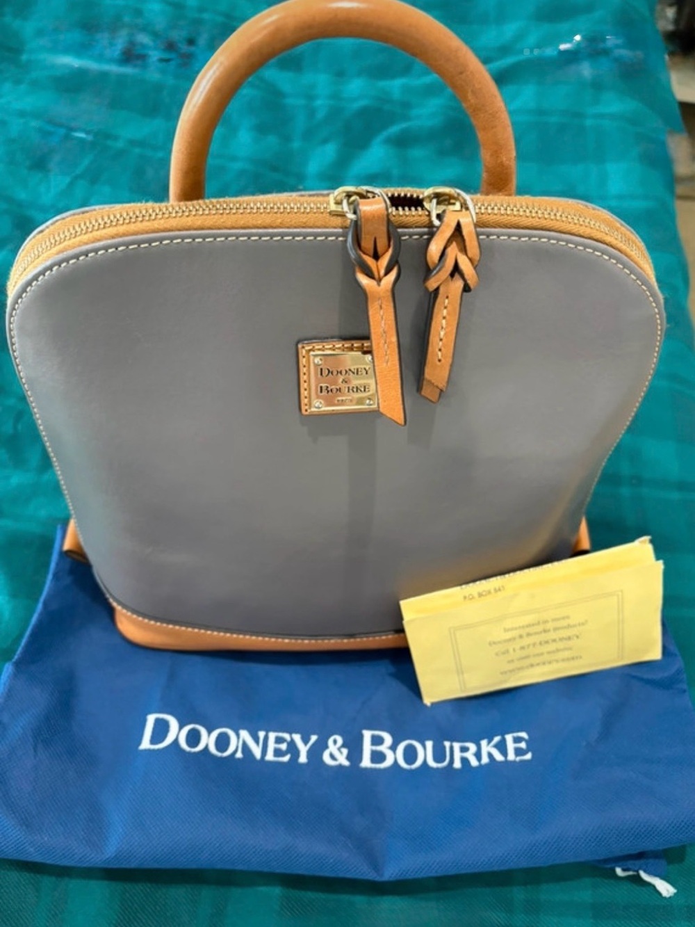Dooney & Bourke Gray Leather Top-Handle Backpack